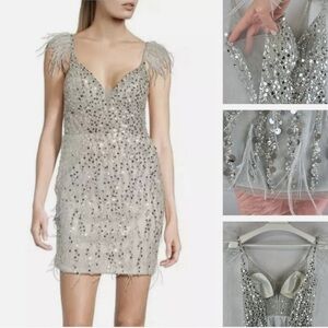 Gianni Bini Silver Sequin Bodycon Mini Dress